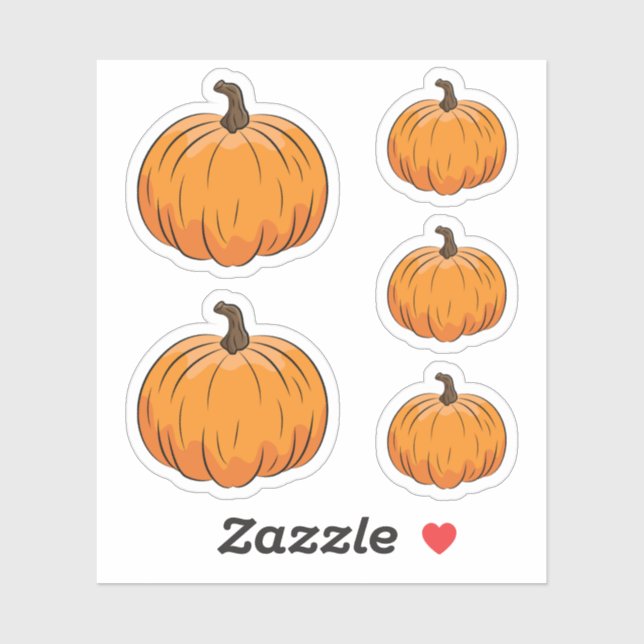 Sticker Illustration de citrouille de dessin animé orange (Feuille)