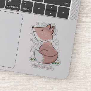 Sticker Illustration de dessin animé de renard bébé mignon
