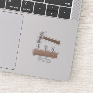 Sticker Illustration de dessin mignon, marteau et ongles
