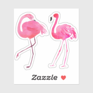 Sticker Illustration de deux Flamants roses roses