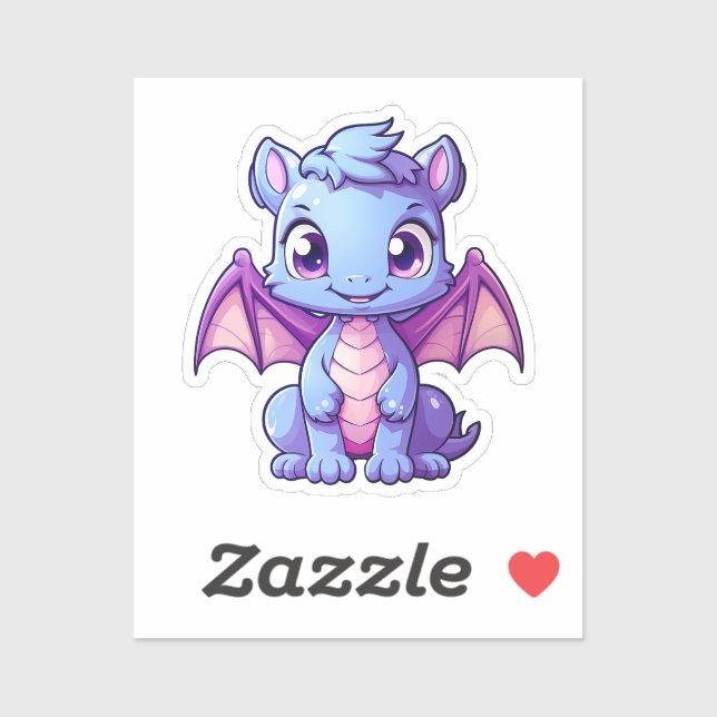Sticker Illustration de dragon de dessin animé (Feuille)