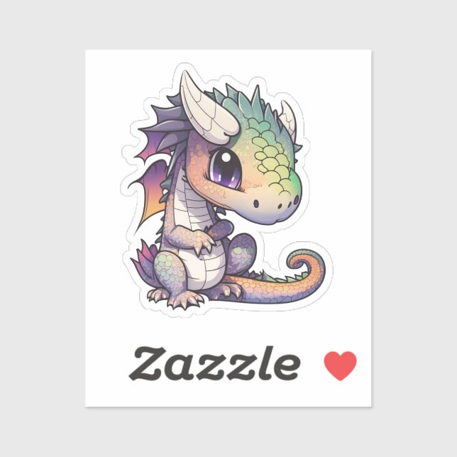 Sticker Illustration de dragon de dessin animé (Feuille)