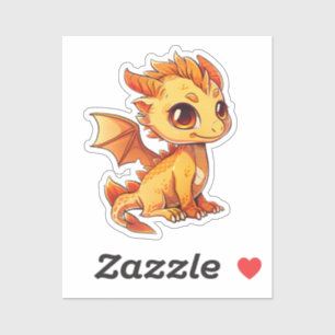 Sticker Illustration de dragon de dessin animé