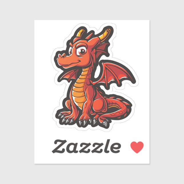 Sticker Illustration de dragon de dessin animé (Feuille)