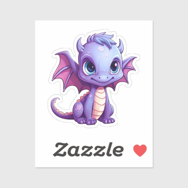 Sticker Illustration de dragon de dessin animé (Feuille)