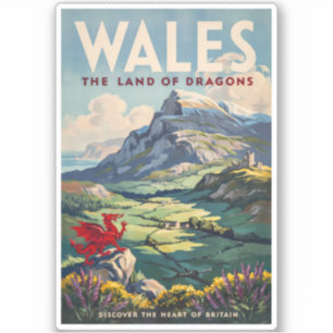 Sticker Illustration de dragon du Pays de Galles Art de vo