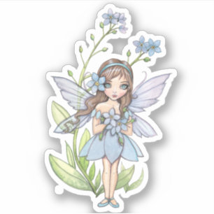 Sticker Illustration de fée mignonne Myosotis