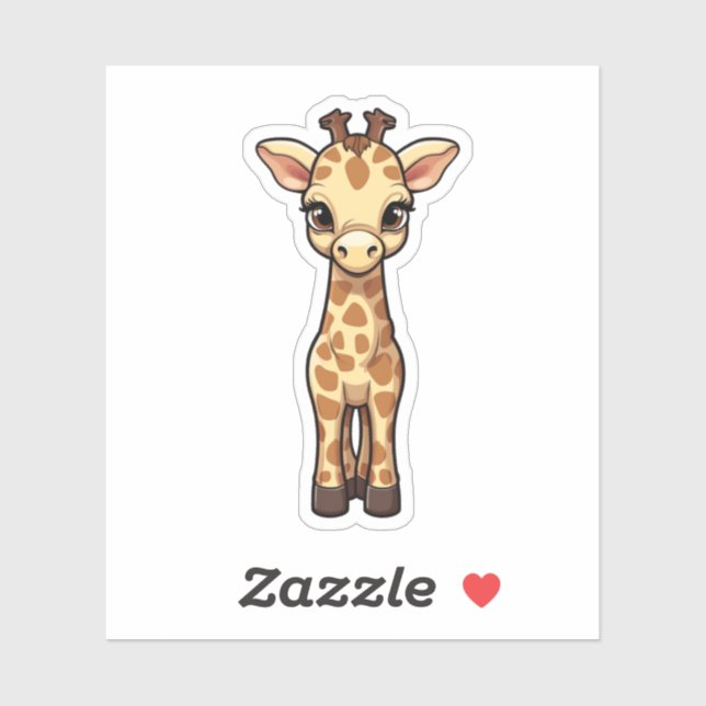 Sticker Illustration de girafe de dessin animé (Feuille)