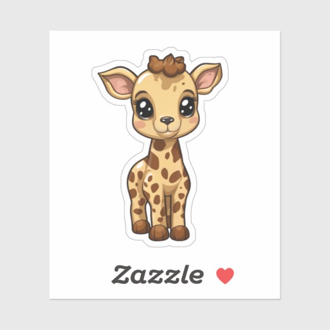 Sticker Illustration de girafe de dessin animé (Feuille)