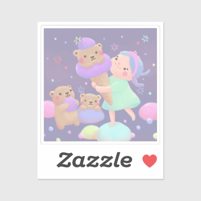Sticker Illustration de glace Sweet Bear (Feuille)