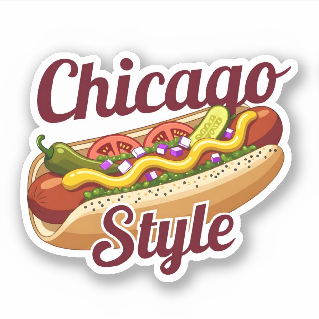 Sticker Illustration de hot-dog de style Chicago pour les  (Devant)