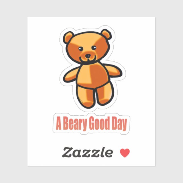 Sticker Illustration de jeu de mots d'ours en peluche de d (Feuille)