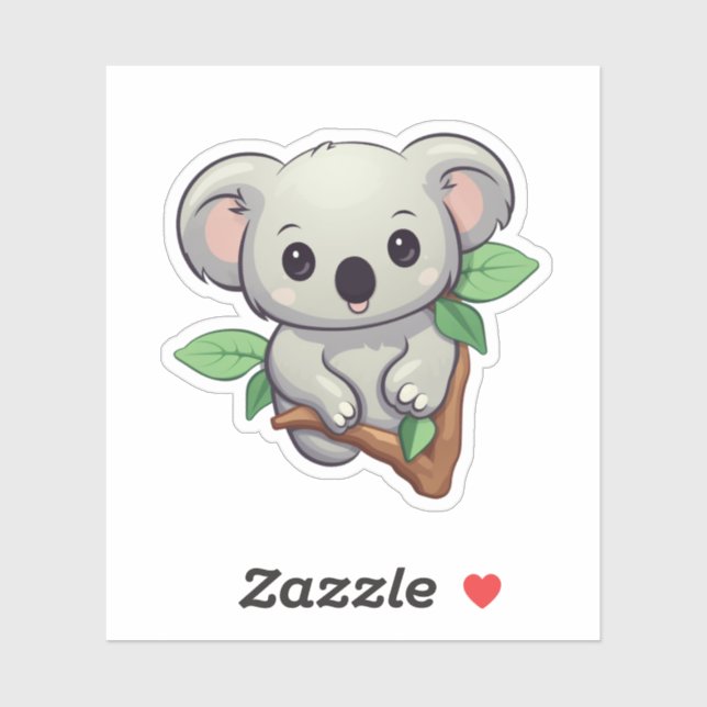 Sticker Illustration de koala du dessin animé (Feuille)