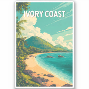 Sticker Illustration de la Côte d'Ivoire Voyage Art Vintag