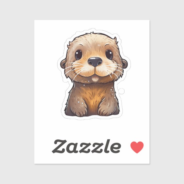 Sticker Illustration de la loutre de dessin (Feuille)