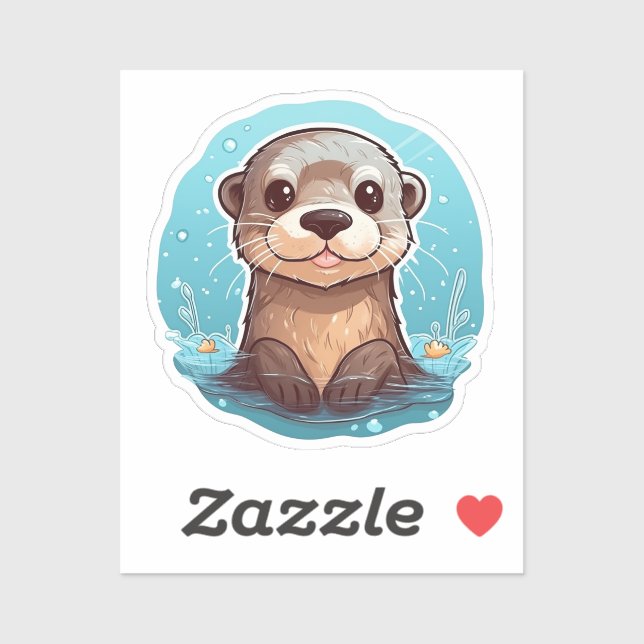 Sticker Illustration de la loutre de dessin (Feuille)