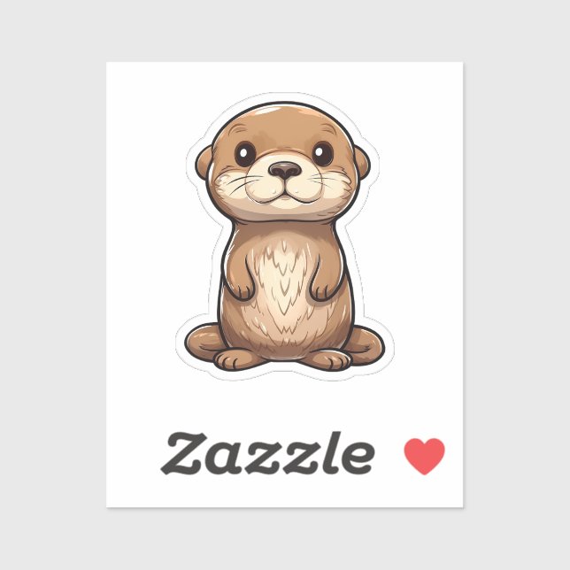Sticker Illustration de la loutre de dessin (Feuille)