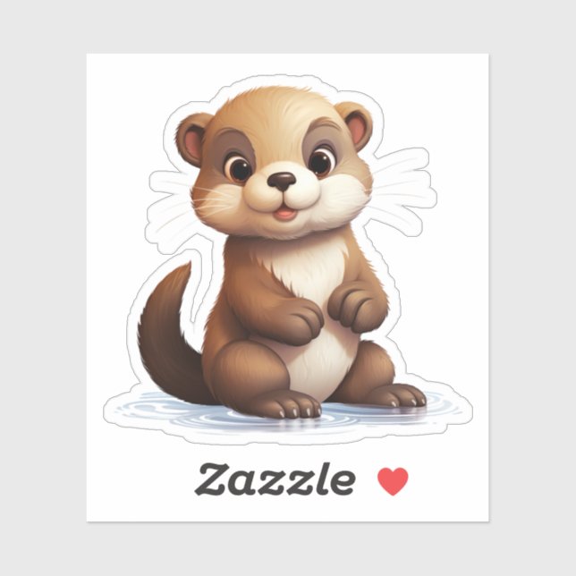 Sticker Illustration de la loutre de dessin (Feuille)