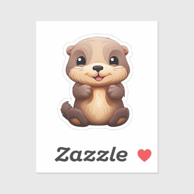 Sticker Illustration de la loutre de dessin (Feuille)