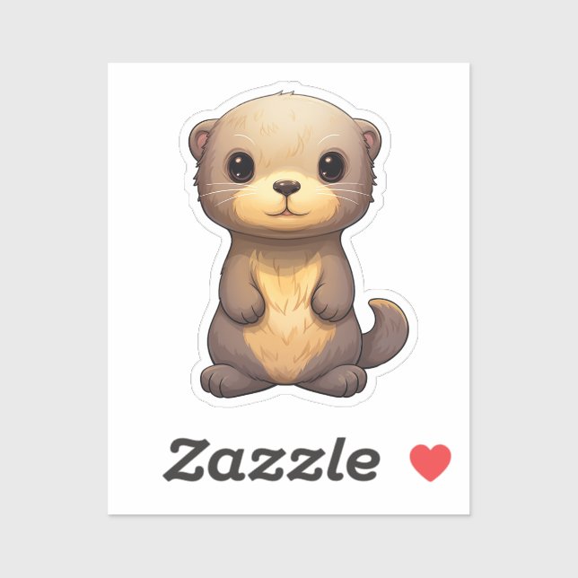 Sticker Illustration de la loutre de dessin (Feuille)