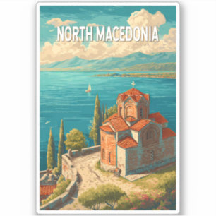 Sticker Illustration de la Macédoine du Nord Art de voyage