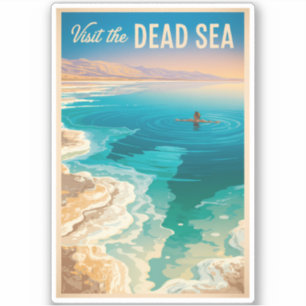 Sticker Illustration de la mer Morte Art de voyage Vintage