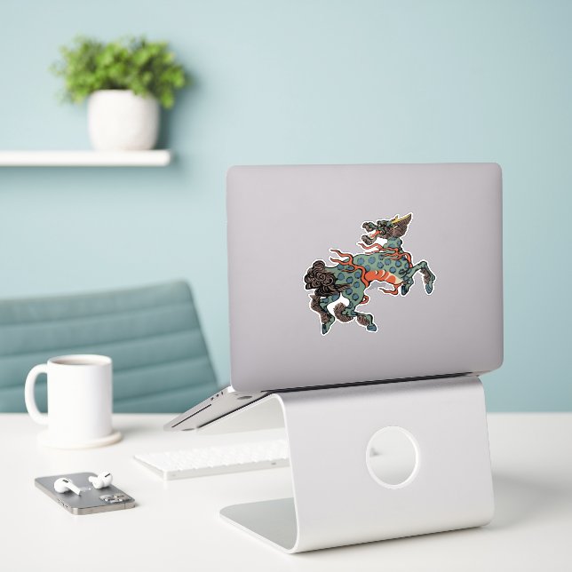 Sticker Illustration de la mythologie chinoise de Qilin (Ordinateur portable sur le bureau)
