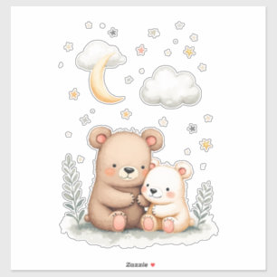 Sticker Illustration de la pépinière d'ours à l'aquarelle 