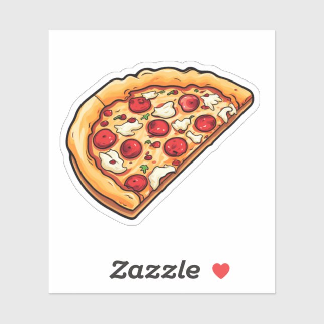 Sticker Illustration de la pizza caricaturale (Feuille)
