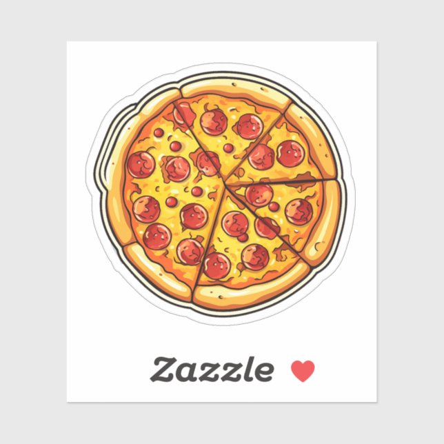 Sticker Illustration de la pizza caricaturale (Feuille)
