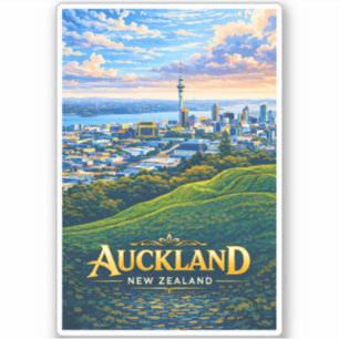 Sticker Illustration de la skyline d'Auckland Nouvelle-Zél