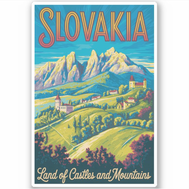 Sticker Illustration de la skyline de la Slovaquie Art de  (Devant)