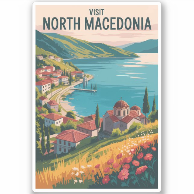 Sticker Illustration de la skyline de Macédoine du Nord Ar (Devant)