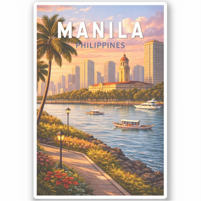 Sticker Illustration de la skyline de Manille Philippines  (Devant)