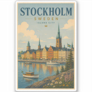 Sticker Illustration de la skyline de Stockholm en Suède A