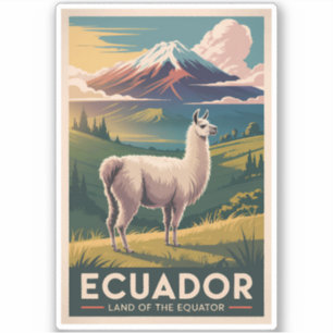 Sticker Illustration de lama équatorien Art de voyage vint