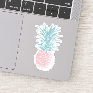 Sticker Illustration de l'ananas rose et vert