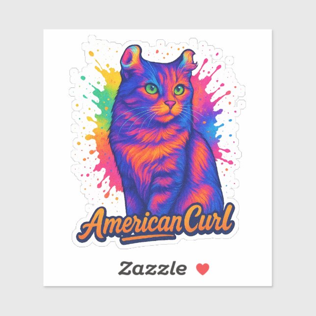 Sticker Illustration de l'art de la flûte de chat Curl amé (Feuille)