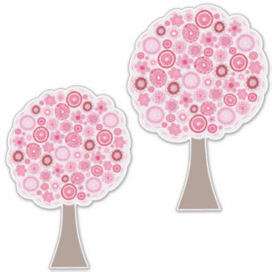 Sticker Illustration de l'art de l'arbre de Bohême rose