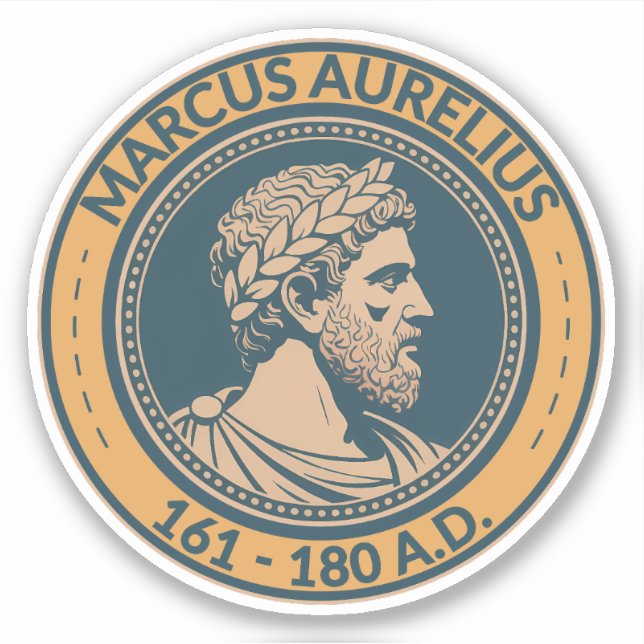 Sticker Illustration de l'empereur romain Marc Aurèle Badg (Devant)