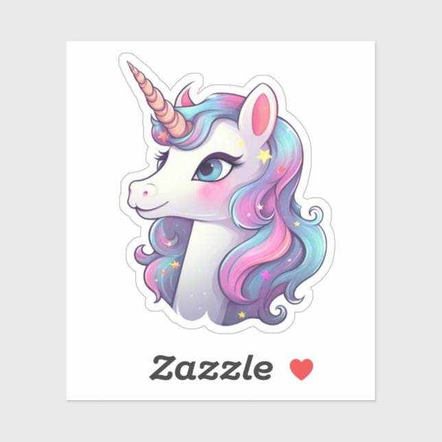 Sticker Illustration de licorne de dessin (Feuille)