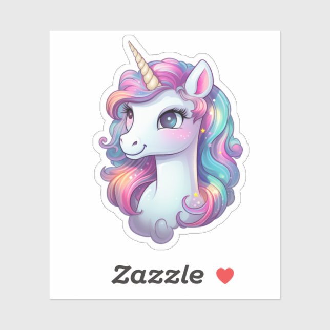 Sticker Illustration de licorne de dessin (Feuille)