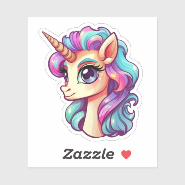 Sticker Illustration de licorne de dessin (Feuille)