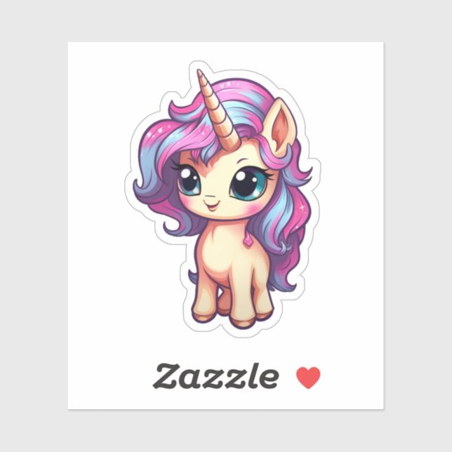 Sticker Illustration de licorne de dessin (Feuille)