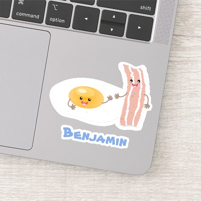 Sticker Illustration de l'oeuf de Cute kawaii et du bacon (Détail)