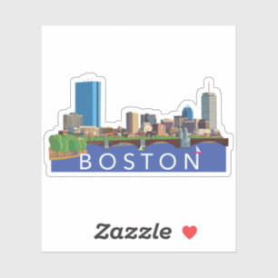 Sticker Illustration de l'ordinateur Back Bay Boston Skyli