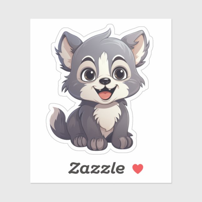 Sticker Illustration de loup de dessin (Feuille)