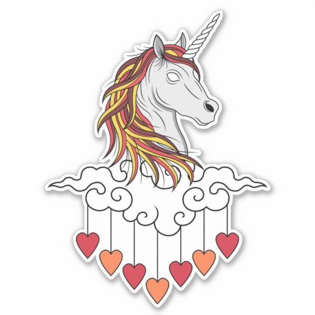 Sticker Illustration de l'Unicorne Majestic Art (Devant)