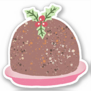 Sticker Illustration de Noël Pudding Holiday Food