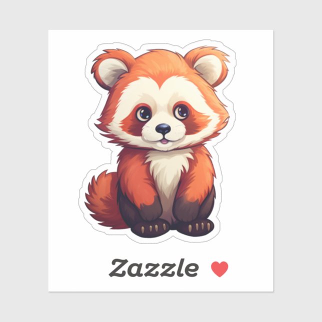 Sticker Illustration de panda rouge caricature (Feuille)